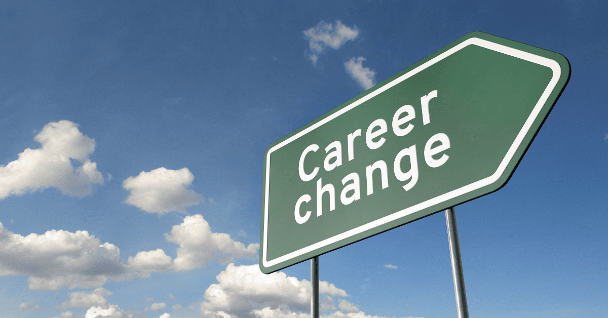 A sign saying 'career change' representing the feeling of stuck in your career.